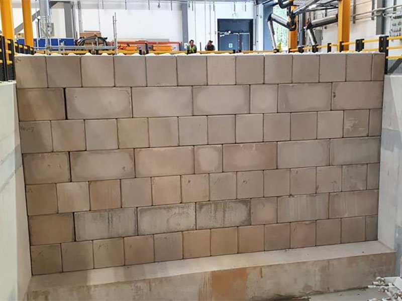 Legato block bunker wall built inside an industrial building