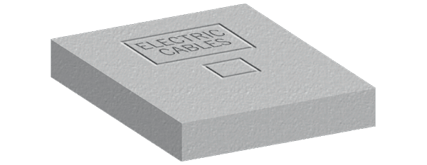 Render of a flat marker block cast with Electric Cables lettering
