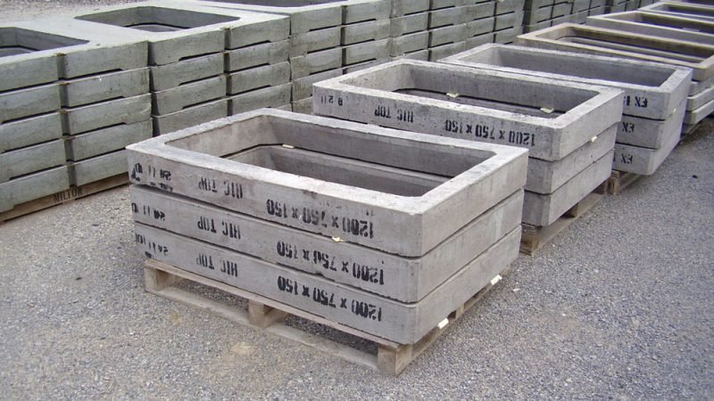 Precast 1200 x 750 house inspection chamber units stacked on pallets