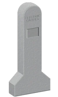Concrete electric cable indicator post with rounded top and splayed base
